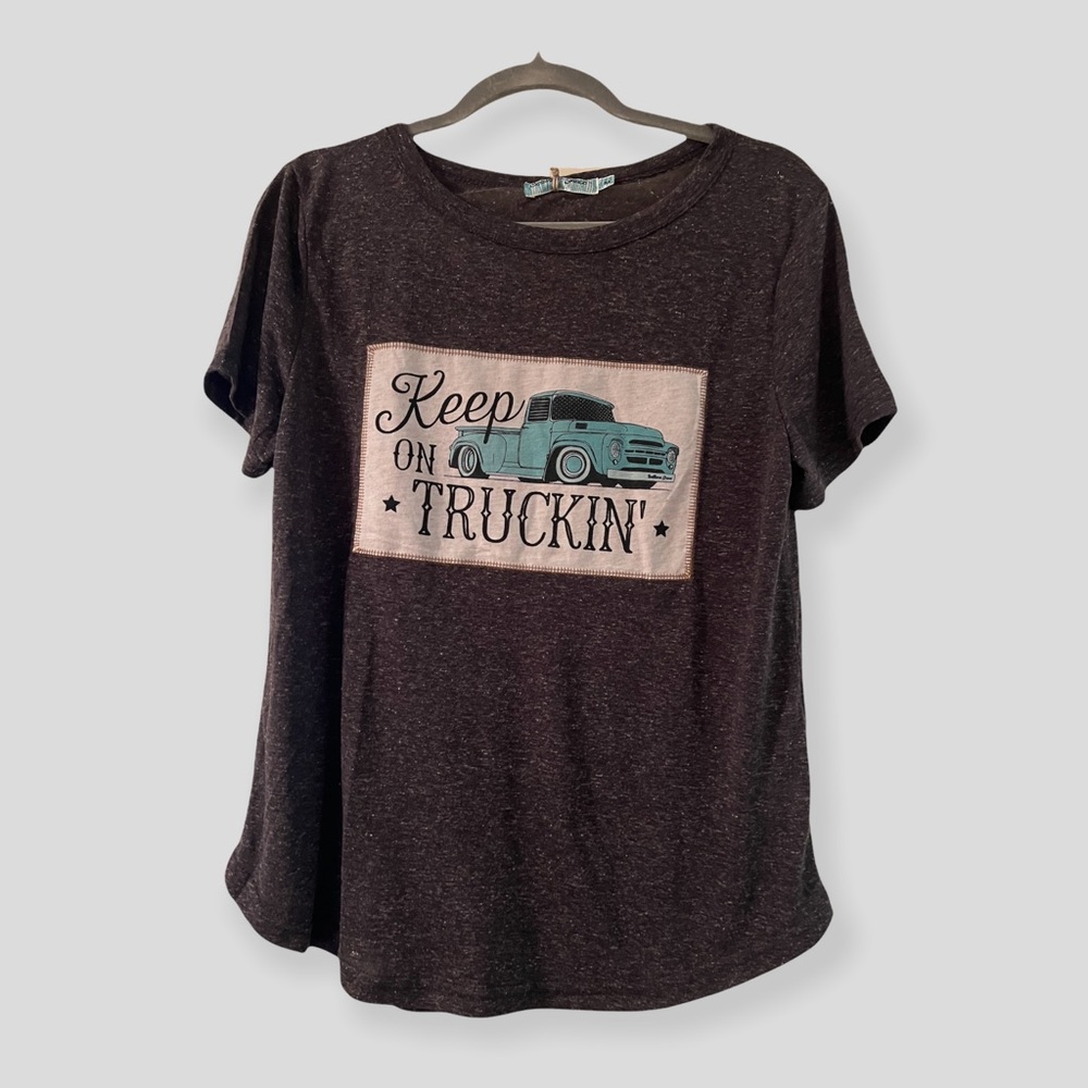 Womens vintage truck tee grey slub knit Southern Grace T-shirt